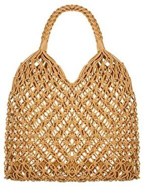 Travel Beach Fishing Net Handbag Woven Shoulder Bag Cotton Rope Macrame Mesh